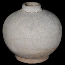 Small maroon enameled-sandstone vessel